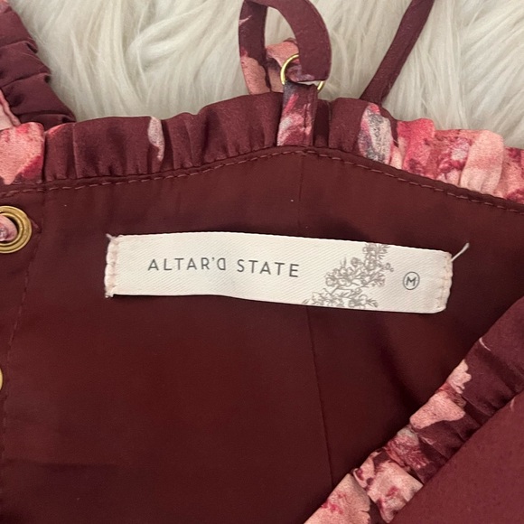 {Altar'd State} Stellni Floral Satin Tiered Maxi Gown Dress - Womens Medium - Picture 9 of 12